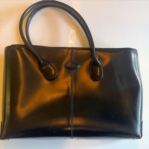 Vintage Black Leather Tod's D Bag / Tote